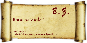Bancza Zoé névjegykártya
